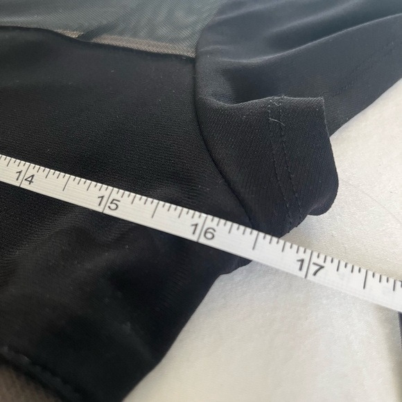 R&M RICHARDS shortsleeve knee length micromesh black nude underlay stripes sz 8 - Picture 7 of 9